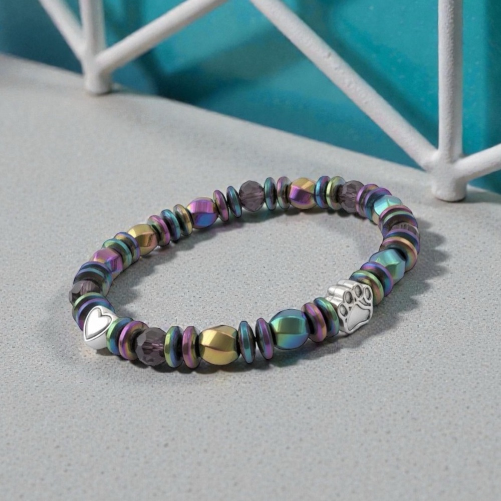Rainbow Beaded Bracelet with Charms